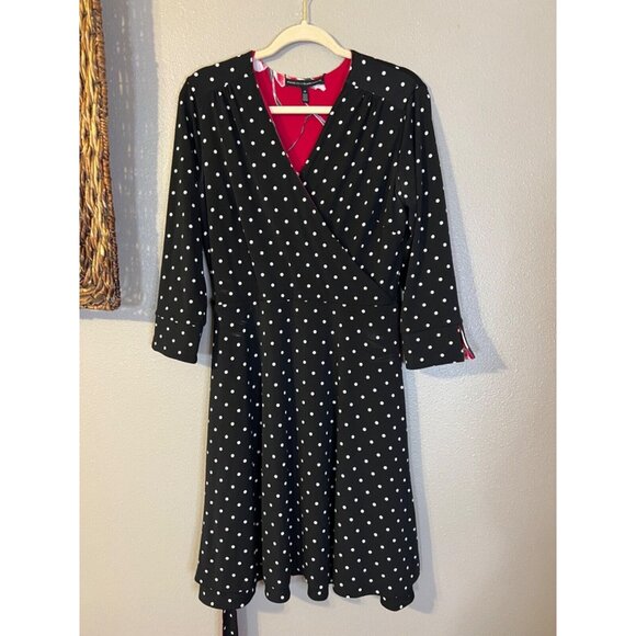 WHBM Medium M Reversible Floral Dot Faux Wrap Dress No Belt - Picture 15 of 15